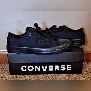 Converse Chuck Taylor All Star Low Top Sneakers - Black Monochrome Size 7.5
